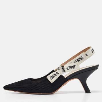 Pre Owned Dior Black Technical Fabric J'adior Slingback Pumps Size 38