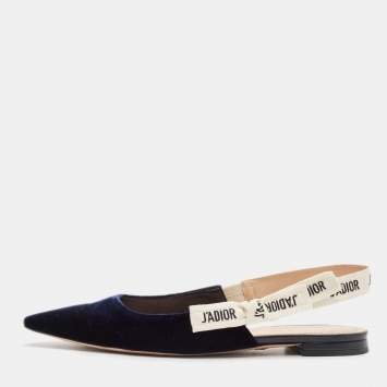Pre Owned Dior Navy Blue Velvet J'Adior Slingback Sandals Size 39
