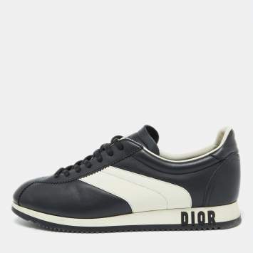 Pre Owned Dior Black/White Leather Diorun Low Top Sneakers Size 40.5