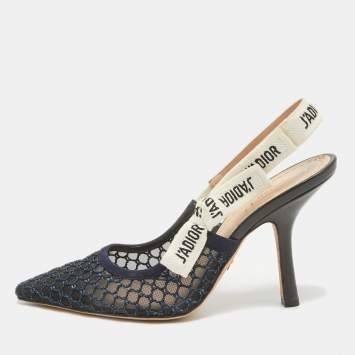 Pre Owned Dior Navy Blue Mesh and Suede J'Adior Pumps Size 37