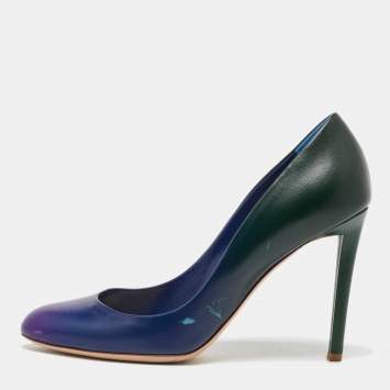 Pre Owned Dior Blue/Green Leather Round Toe Pumps Size 40