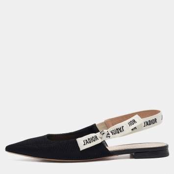 Pre Owned Dior Black Fabric J'Adior Pointed Toe Slingback Flats Size 40.5