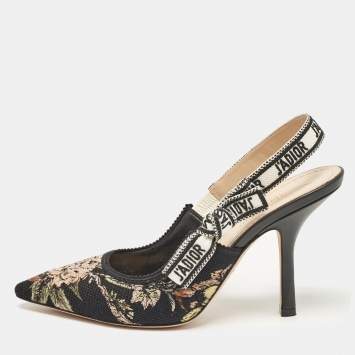 Pre Owned Dior Multicolor Floral Embroidered Fabric J'Adior Slingback Pumps Size 39.5
