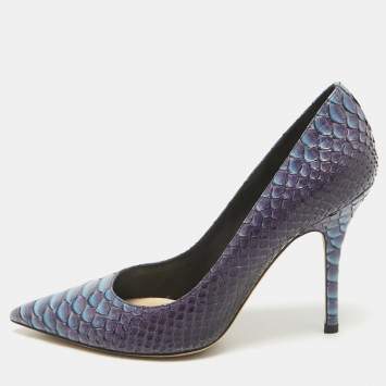 Pre Owned Dior Two Tone Python Leather Cherie Pumps Size 37