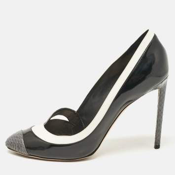 Pre Owned Dior Tricolo Leather and Python Leather Pointed Toe Pumps Size 42