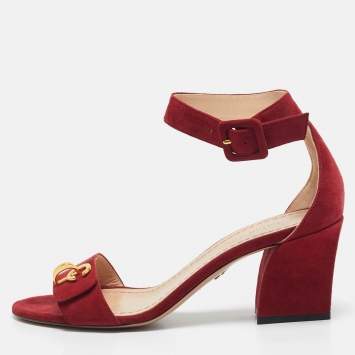Dior Red Suede C'est Ankle Strap Sandals Size 36.5