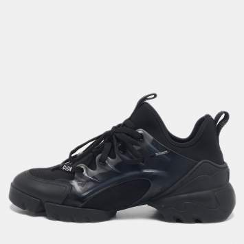 Pre Owned Dior Black Rubber and Neoprene D-Connect Sneakers Size 37.5