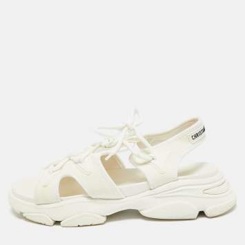 Pre Owned Dior White Neoprene D-Connect Flat Sandals Size 41.5
