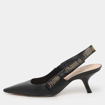 Pre Owned Dior Black Leather J'adior Slingback Pumps Size 40