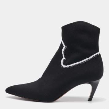 Dior Black Stretch Knit Cowboy Sock Ankle Length Boots Size 37