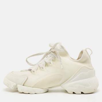 Dior White Neoprene and Rubber D-Connect Sneakers Size 37.5