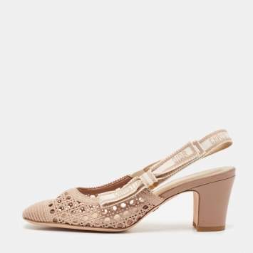 Pre Owned Dior Beige Fabric D-moi Slingback Pumps Size 39