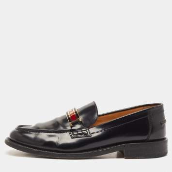 Pre Owned Dior Black Patent Leather Code Slip On Loafers Size 40