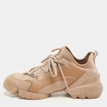 Dior Beige PVC and Leather D-Connect High Top Sneakers Size 38