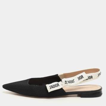 Pre Owned Dior Black Fabric J'adior Slingback Flats Size 36.5