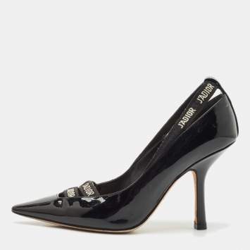 Dior Black Patent Leather J'adior Ribbon Pointed Toe Pumps Size 36.5