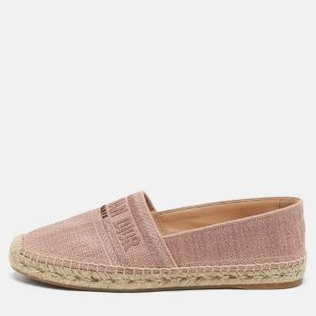Pre Owned Dior Pink Canvas Granville Espadrille Flats Size 41