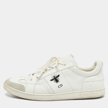 Pre Owned Dior White/Grey Leather And Suede D Bee Low Top Sneakers Size 41