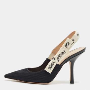 Pre Owned Dior Black Technical Fabric J'Adior Slingback Pumps Size 38
