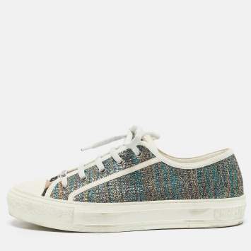 Pre Owned Dior Multicolor Metallic Foil Fabric Walk'n'Dior Low-Top Sneakers Size 40