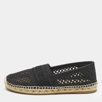 Dior Black Fabric Granville Espadrille Flats Size 36.5