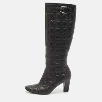 Dior Black Cannage Leather Knee Length Boots Size 42