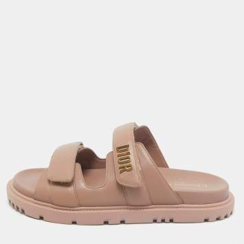 Dior Pink Leather DiorAct Flat Sandals Size 40