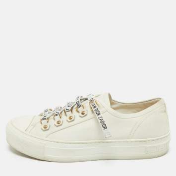 Dior Cream Canvas Walk'n'Dior Slip On Sneakers Size 37