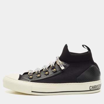 Dior Black Technical Knit Fabric and Leather Walk'n'Dior Sneakers Size 41.5