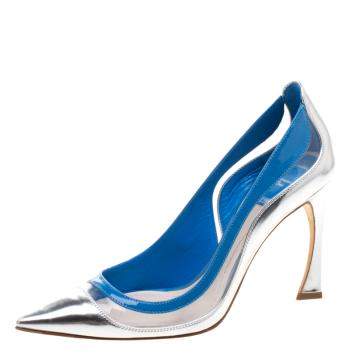 Pre Owned Dior Two Tone Patent Leather and PVC Pointed Toe Pumps Size 37.5