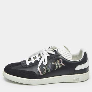 Dior Black Leather And Suede D Bee Low Top Sneakers Size 37