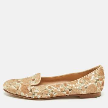 Dior Gold Sequins Smoking Slippers Size 37.5