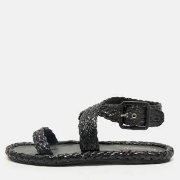 Dior Black Woven Raffia Dioriviera Dior Ocean Flat Thong Sandals 39.5