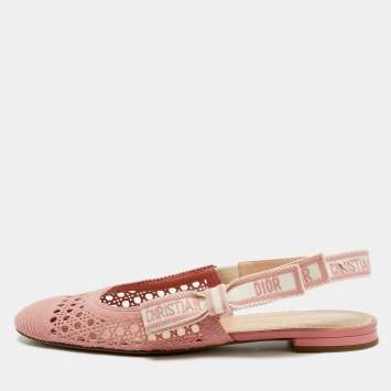 Pre Owned Dior Pink Fabric Moi Slingback Flat Sandals Size 39