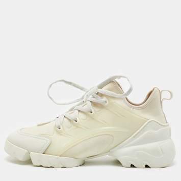 Dior White Neoprene and Leather D-Connect Sneakers Size 38