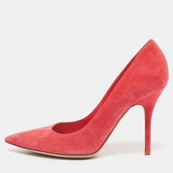Dior Coral Pink Suede Pointed Toe Pumps Size 37.5