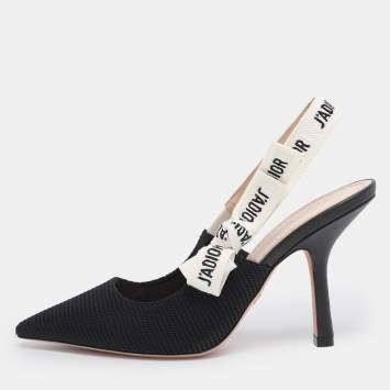 Pre Owned Dior Black Technical Fabric J'adior Slingback Pumps Size 36.5