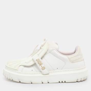Pre Owned Dior White Leather Dior ID Low Top Sneakers Size 37.5