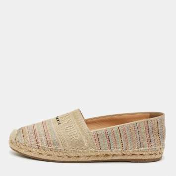 Pre Owned Dior Multicolor Canvas Dioriviera Espadrille Flats Size 39