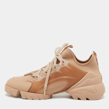 Pre Owned Dior Nude Neoprene and PVC D-Connect Low Top Sneakers Size 39
