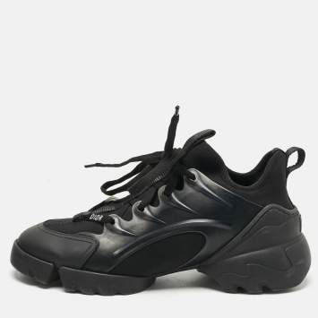 Pre Owned Dior Black Neoprene and PVC D-Connect Low Top Sneakers Size 36