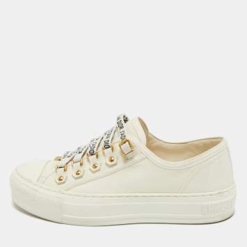 Pre Owned Dior White Canvas Walk'n'Dior Low Top Sneakers Size 35