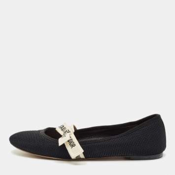 Pre Owned Dior Black Canvas Miss jadior Ballet Flats Size 38.5