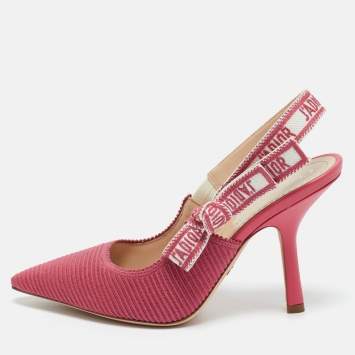 Pre Owned Dior Pink Canvas J'Adior Pointed Toe Slingback Pumps Size 36.5