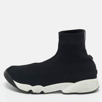 Pre Owned Dior Black Knit Fabric Fusion 2.0 Sock High Top Sneakers Size 37