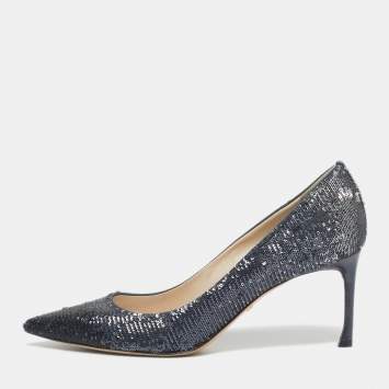 Pre Owned Dior Black/Silver Sequins Pointed Toe Pumps Size 39