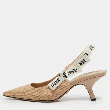 Pre Owned Dior Beige Fabric J'Adior Slingback Pumps Size 38.5