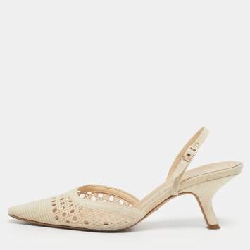 Pre Owned Dior Beige Canvas Cut Out J'Adior Pumps Size 40