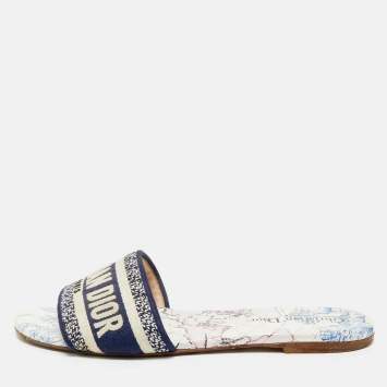 Pre Owned Dior Multicolor Canvas Dway Slide Sandals Size 39