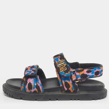 Pre Owned Dior Multicolor Floral Print Fabric DiorAct Sandals Size 37